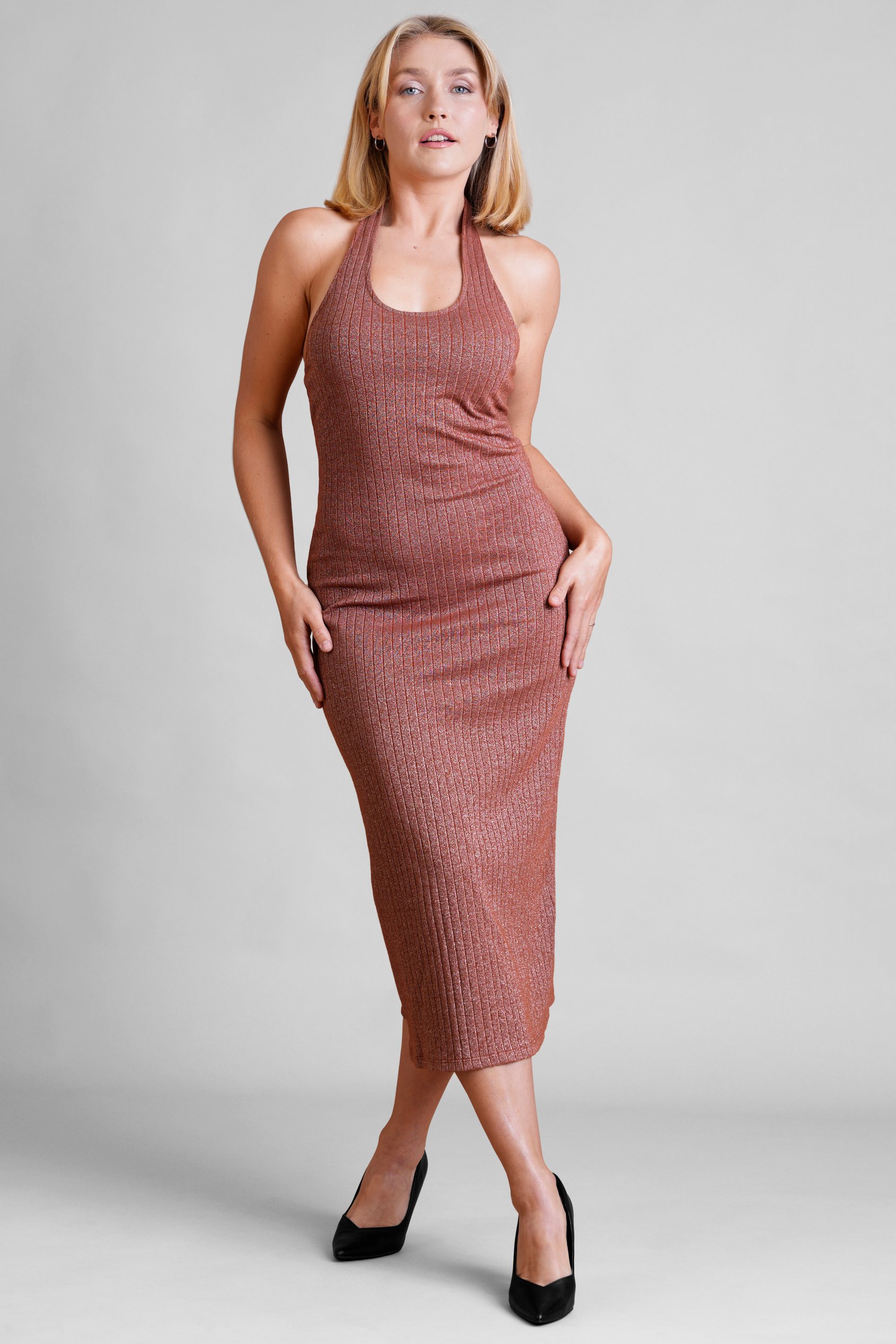 Women's Halter Neck Jersey Midi Dress