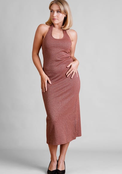 Women's Halter Neck Jersey Midi Dress