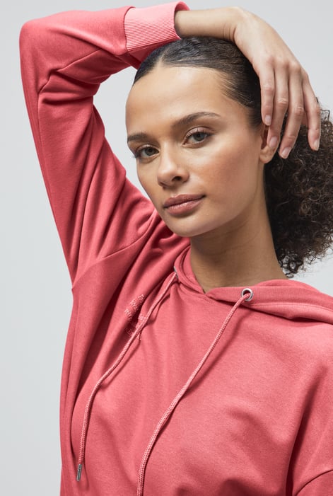 Red Slogan Life Tonnel Rib Hoodies