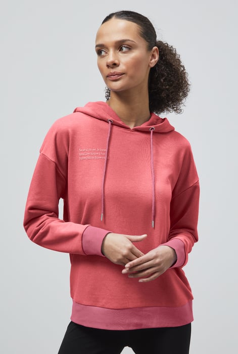 Orange Slogan Life Tonnel Rib Hoodies