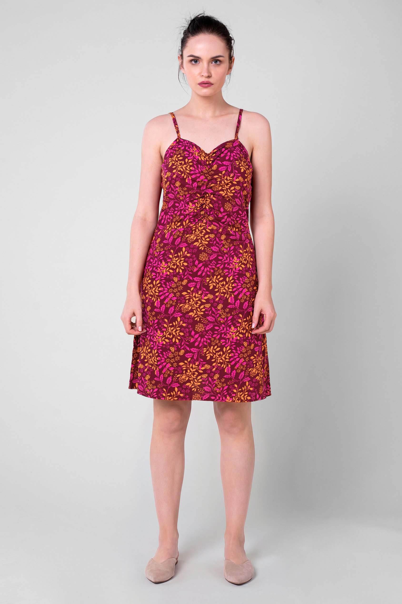 Enorsia Women's Red Cami Mini Dress With Ruched Front - Uk 16