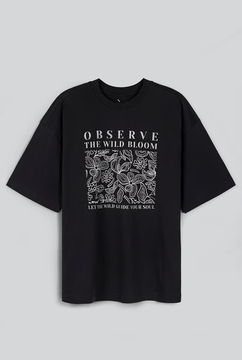 Women's Black Oversized Graphic T-Shirt