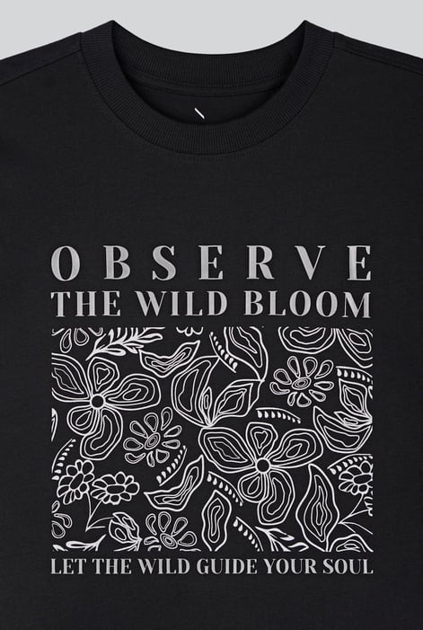 Women's Black Oversized Graphic T-Shirt
