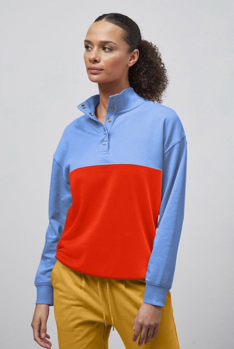 Yellow Colour Block LS High Neck Sweatshirt