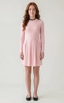 Ribbed Jersey Mini Dress With Lace Neck