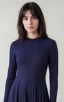 Ribbed Jersey Mini Dress With Lace Neck