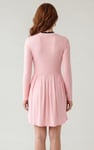 Ribbed Jersey Mini Dress With Lace Neck