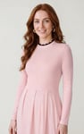 Ribbed Jersey Mini Dress With Lace Neck