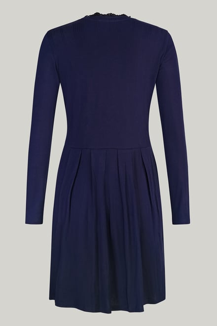 Ribbed Jersey Mini Dress With Lace Neck