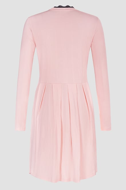 Ribbed Jersey Mini Dress With Lace Neck
