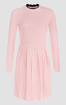 Ribbed Jersey Mini Dress With Lace Neck