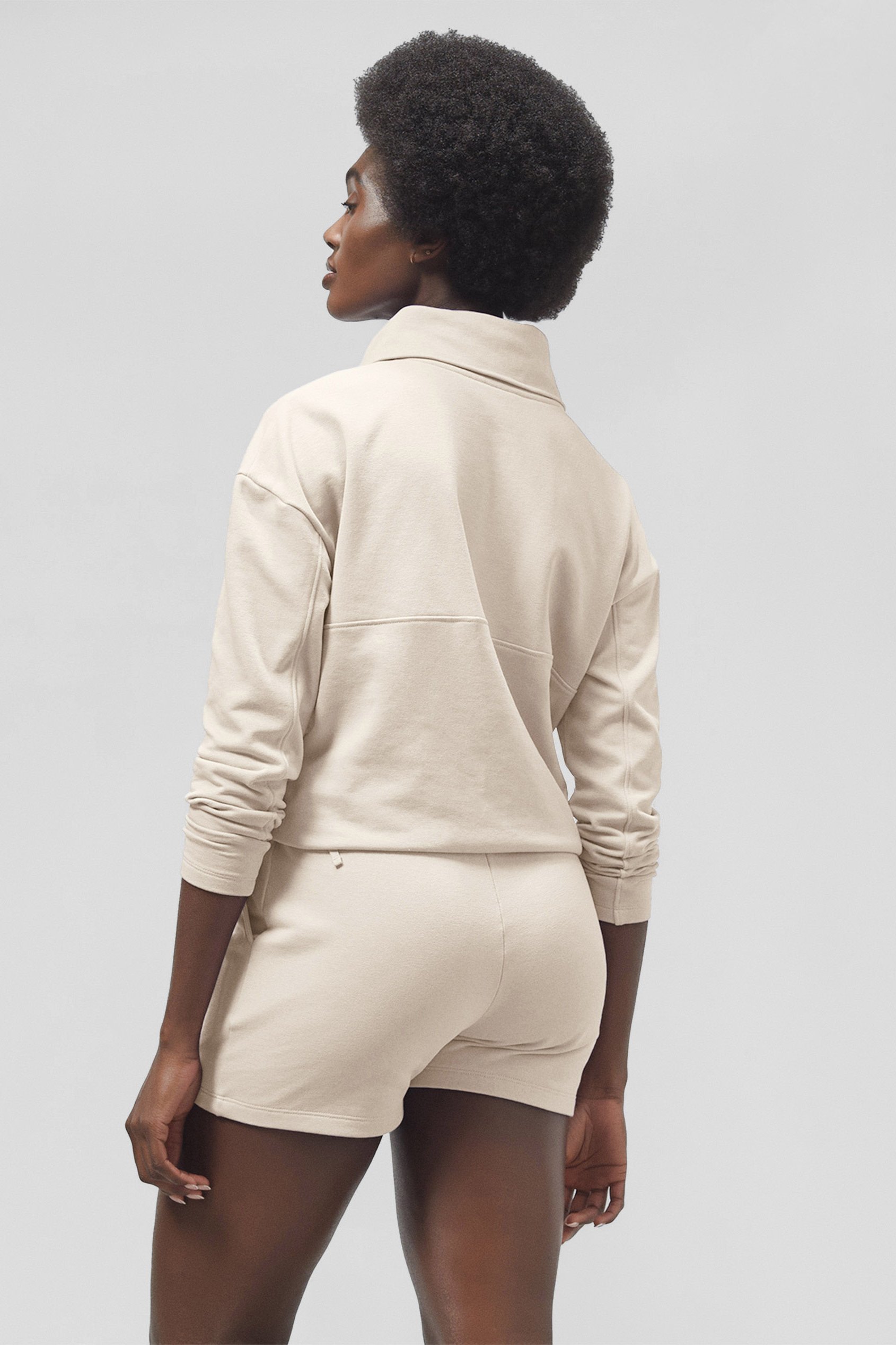 Women’s Quarter Zip Relaxed Sweatshirt and Short Set | Enorsia