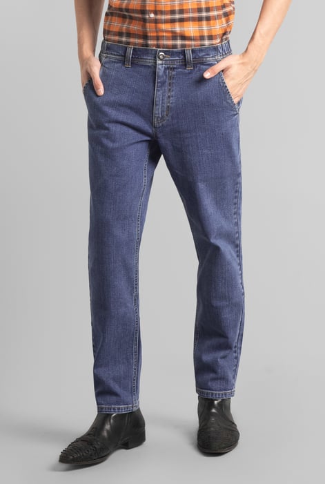 Men's Dark Blue Elasticated Waist Straight Fit Jeans