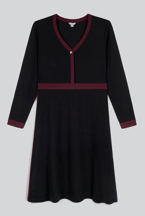 Women's Black V-Neck Jersey Midi Dress