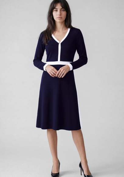 Women's V-Neck Jersey Midi Dress
