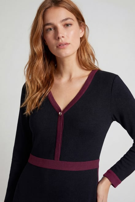 Women's V-Neck Jersey Midi Dress
