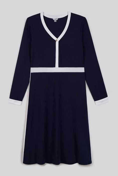Women's Blue V-Neck Jersey Midi Dress