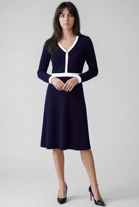Women's Black V-Neck Jersey Midi Dress