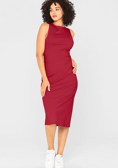 Jersey Dress with Adjustable Self-Fabric Straps