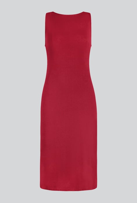 Red Jersey Dress with Adjustable Self-Fabric Straps