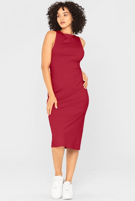 Orange Jersey Dress with Adjustable Self-Fabric Straps