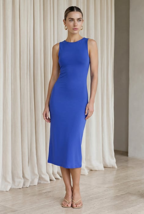 Orange Jersey Dress with Adjustable Self-Fabric Straps
