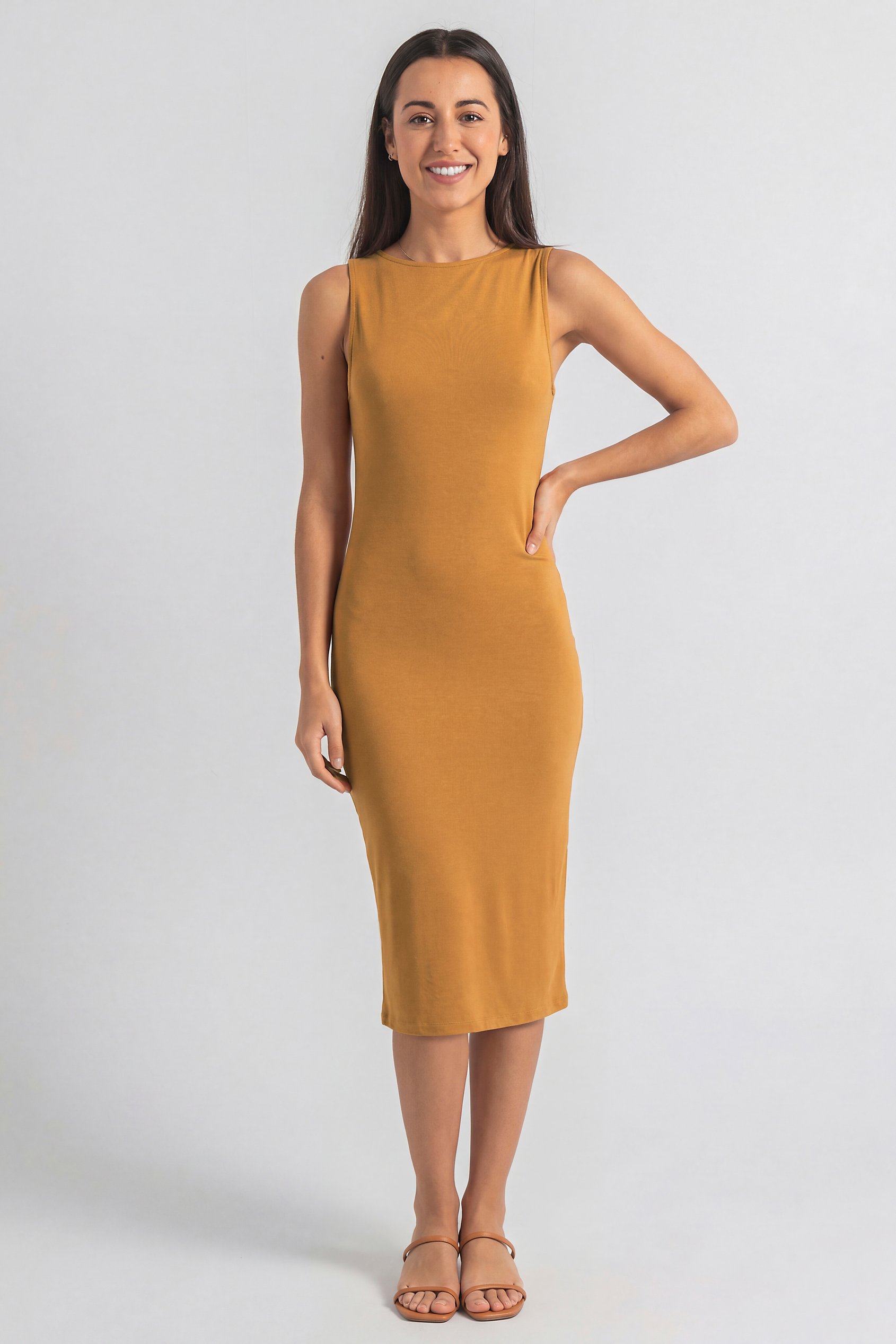 Jersey Dress with Adjustable Self-Fabric Straps
