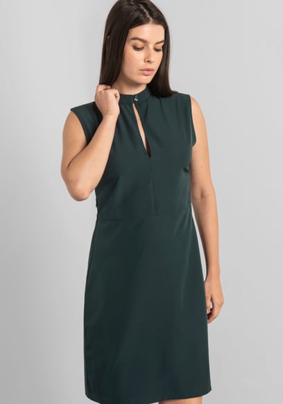High Neck Sleeveless Dress With Keyhole Detail