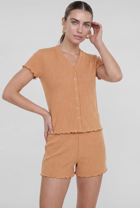 Yellow Deep V-Neck Lounge Set