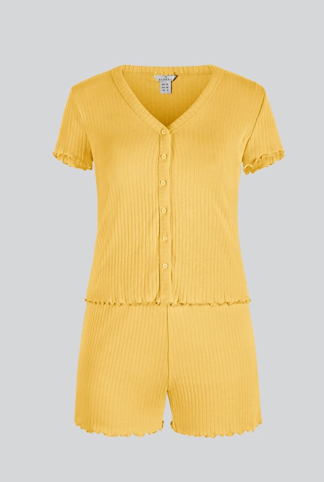 Yellow Deep V-Neck Lounge Set