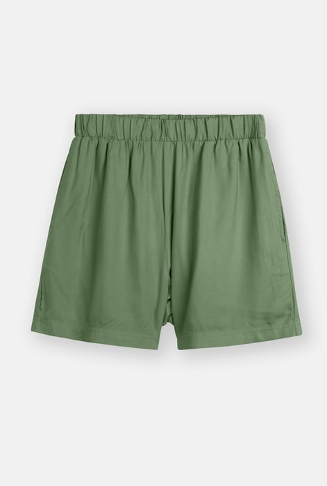Green Elasticated Viscose Shorts