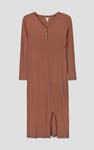 Womens Front Slit Ribbed Midi Dress