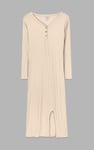 Womens Front Slit Ribbed Midi Dress