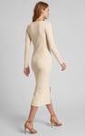 Womens Front Slit Ribbed Midi Dress