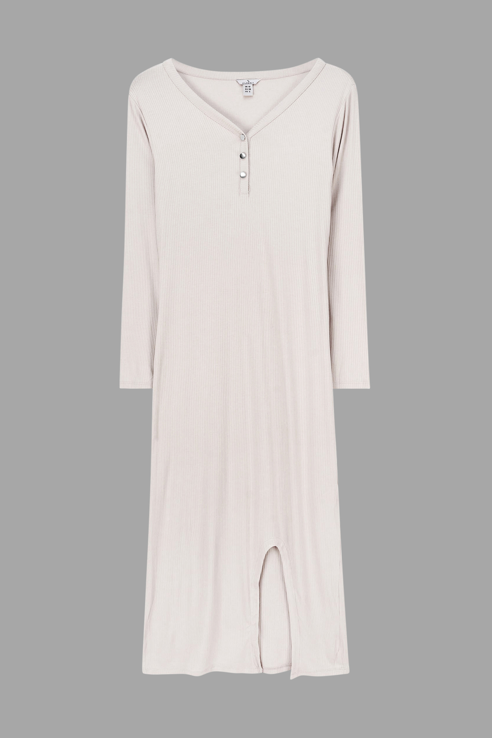 Womens Front Slit Ribbed Midi Dress