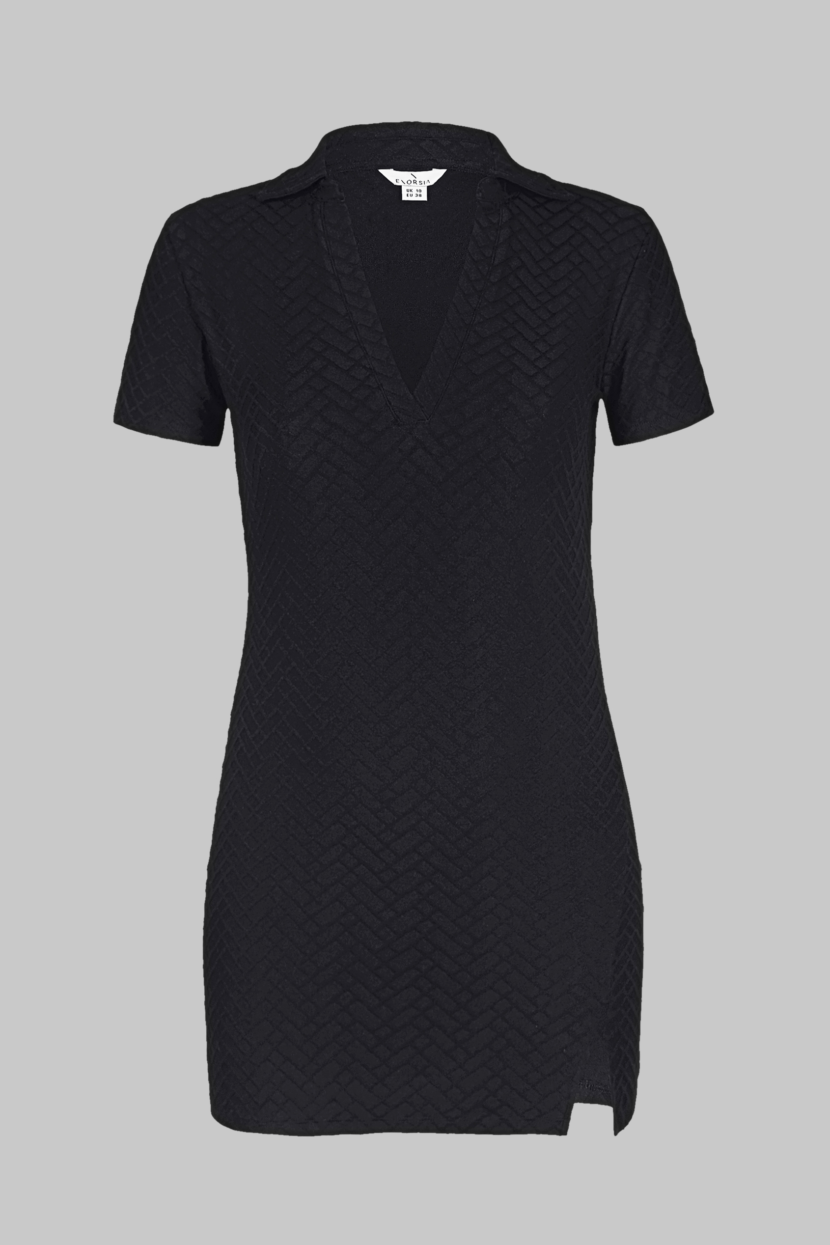 Deep V-Neck Polo Collar Mini Dress