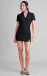 Deep V-Neck Polo Collar Mini Dress