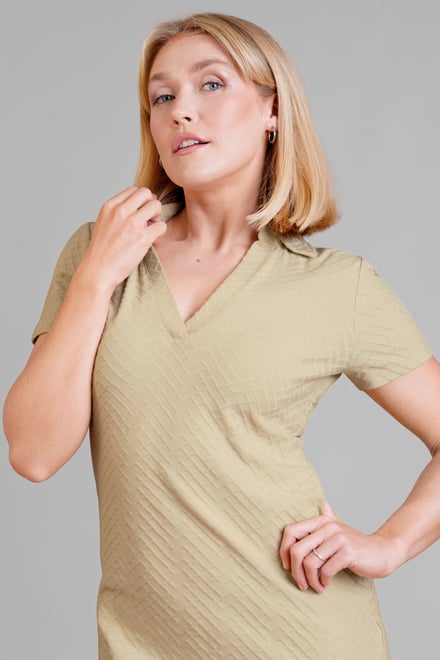 Deep V-Neck Polo Collar Mini Dress