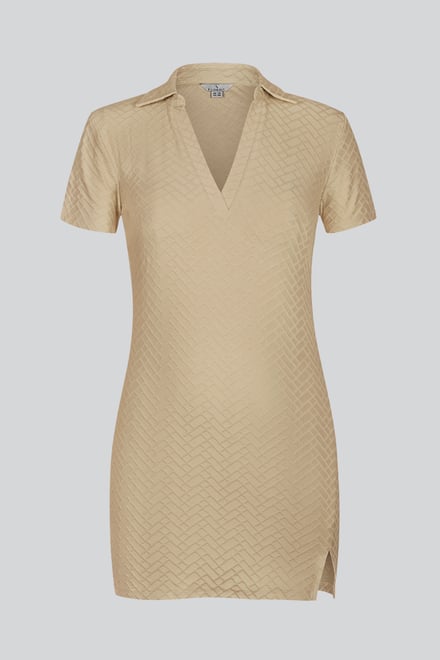 Deep V-Neck Polo Collar Mini Dress