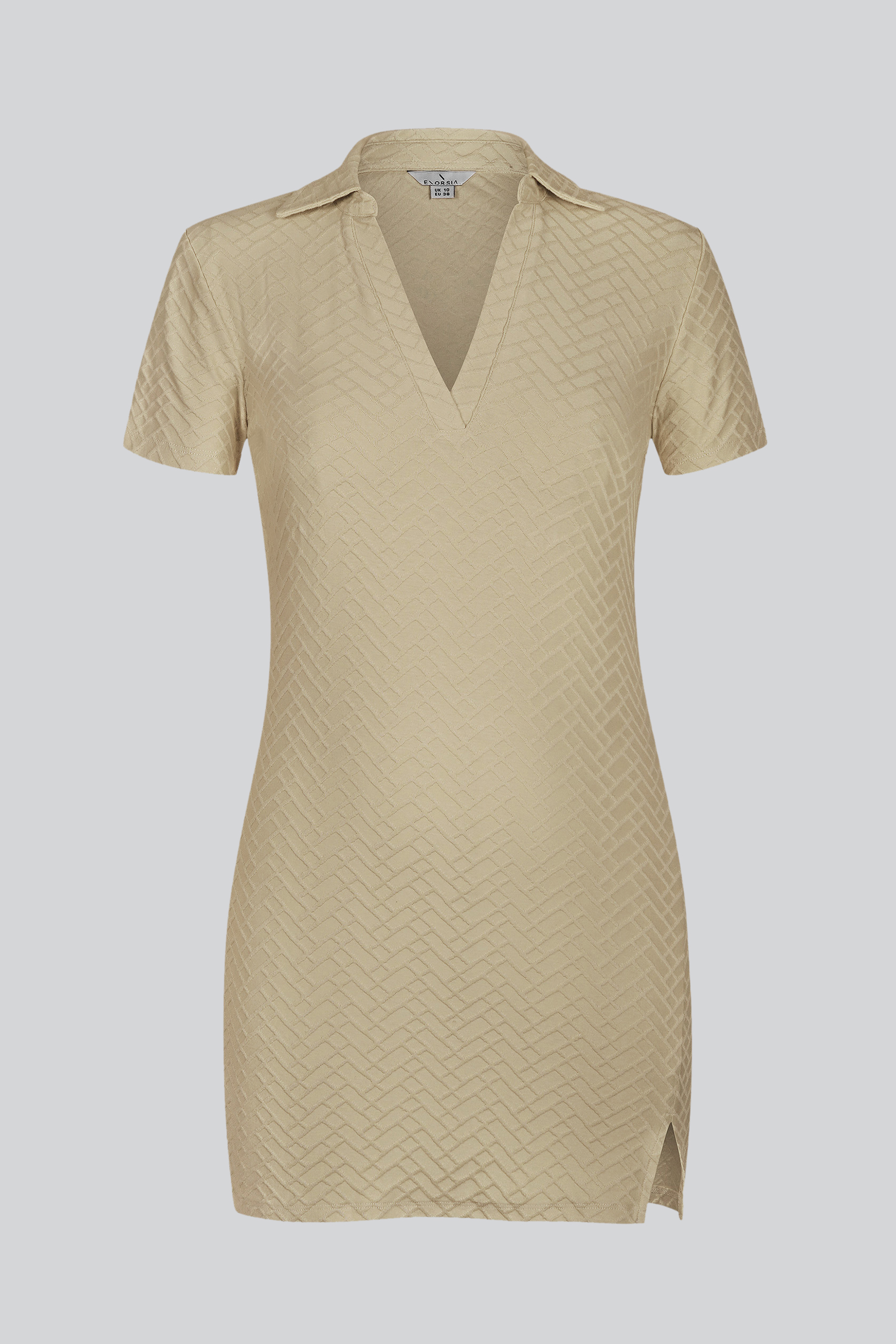 Deep V-Neck Polo Collar Mini Dress