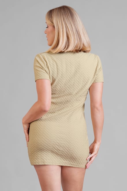 Deep V-Neck Polo Collar Mini Dress
