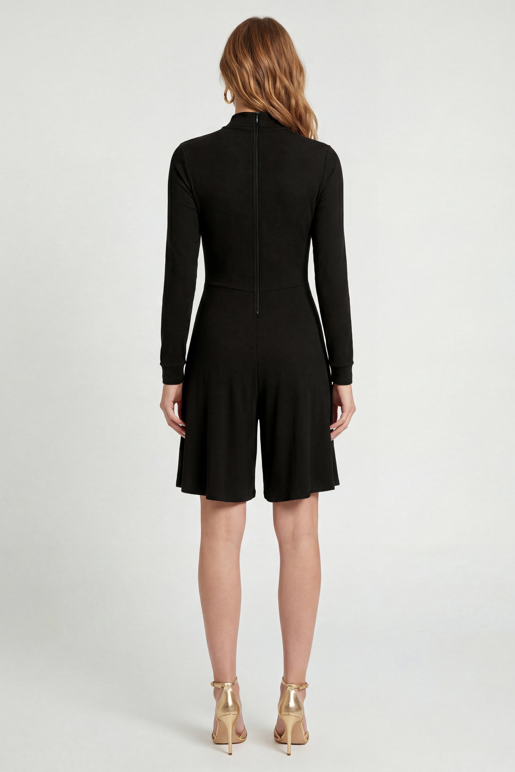Womens High Neck Long Sleeve Playsuit