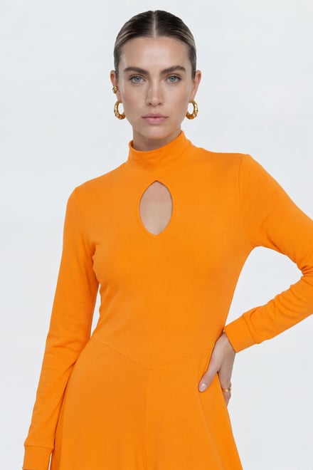 Womens High Neck Long Sleeve Playsuit