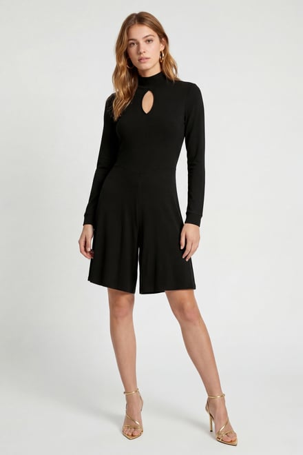 Womens High Neck Long Sleeve Playsuit