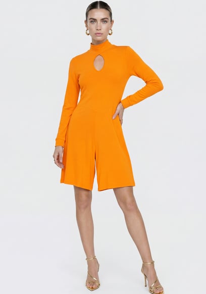 Womens High Neck Long Sleeve Playsuit