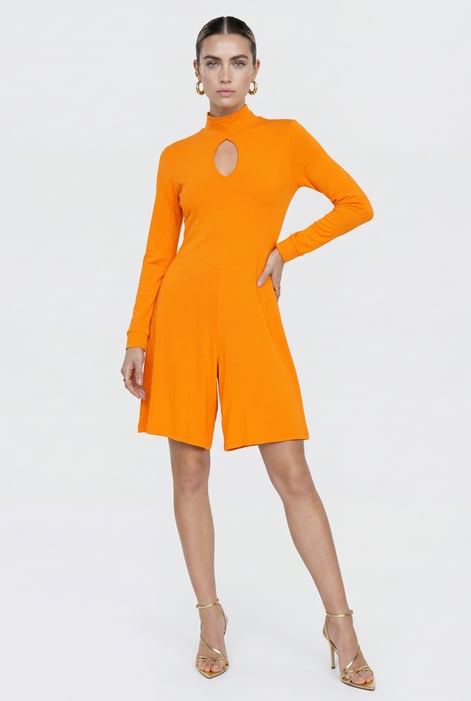 Womens Black High Neck Long Sleeve Playsuit