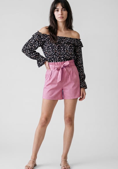 Paperbag Waist Cotton Shorts
