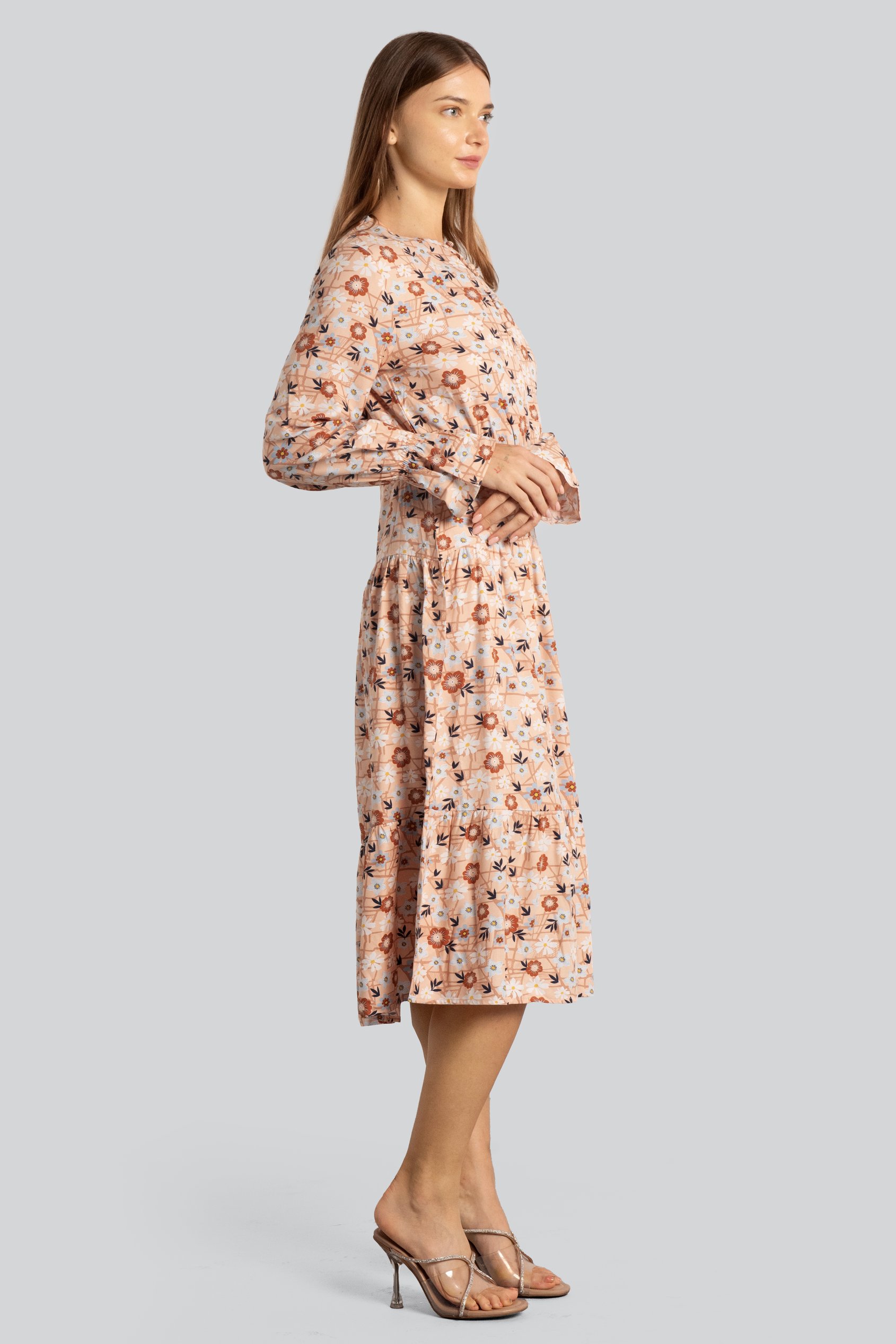 Viscose Long Sleeve Midi Dress