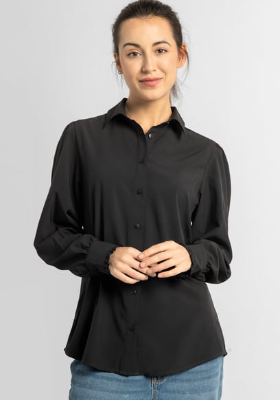 Super Soft Black Shirt With Long Puff Sleeves