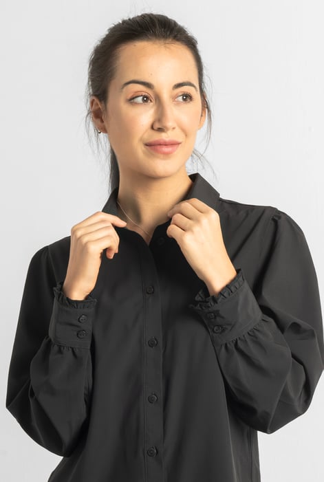 Black Super Soft Black Shirt With Long Puff Sleeves